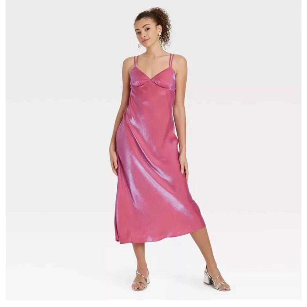 Wild Fable Iridescent Pink Maxi Slip Dress ~women’s S NWT
